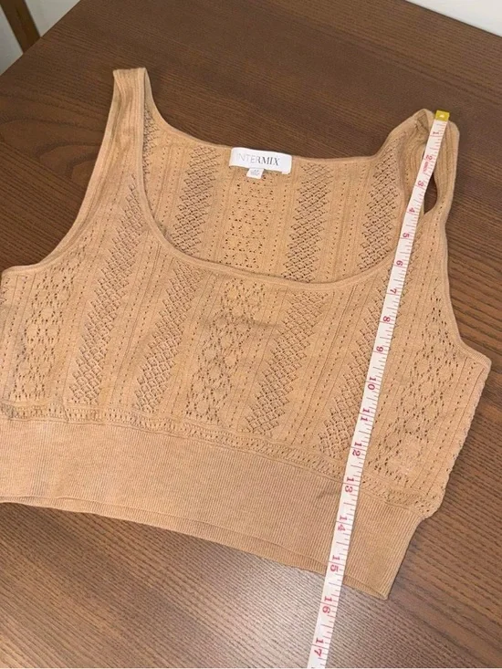 INTERMIX Camel Eyelet Knit Crop Tank - Picture 7 of 8